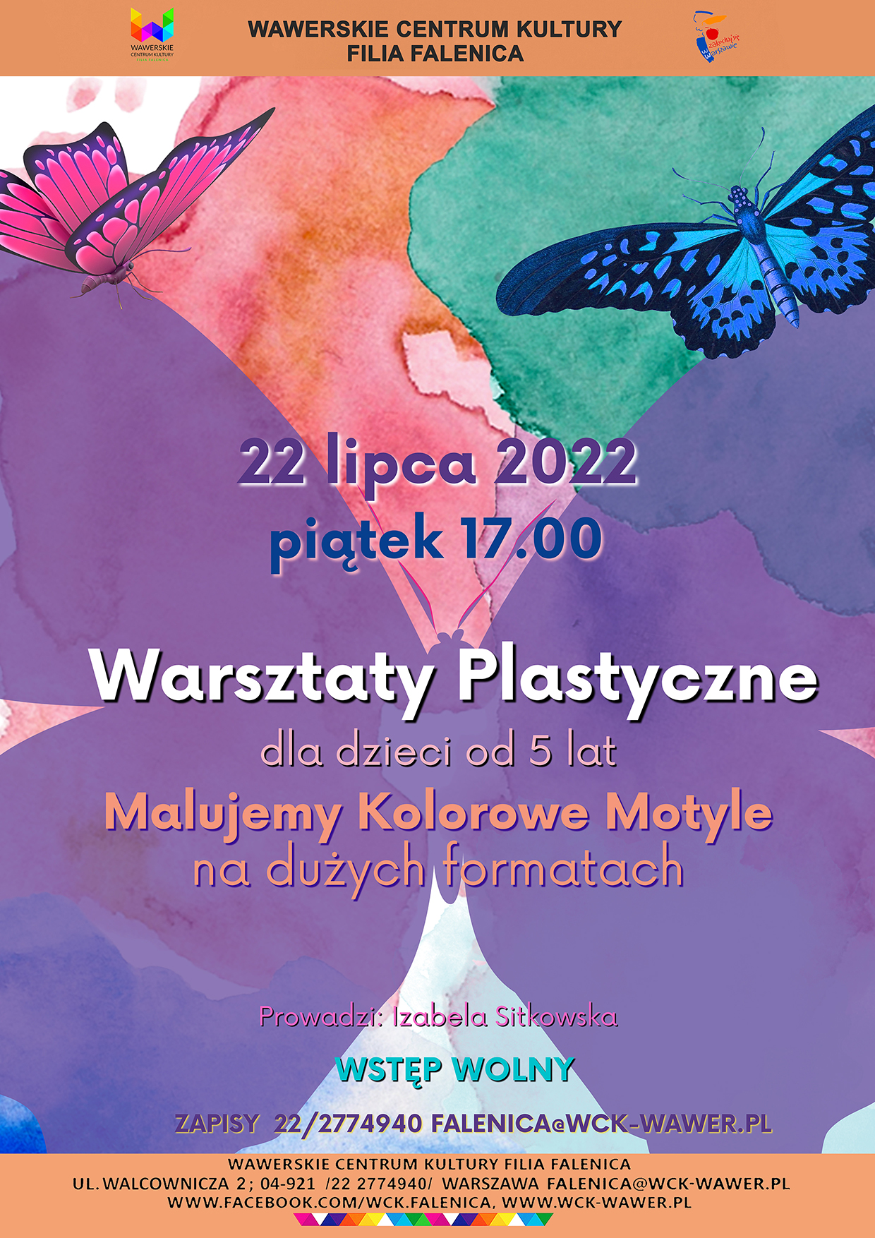 fioletowy motyl na plakacie